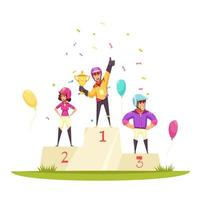 ruiters overwinning podium samenstelling vectorillustratie vector