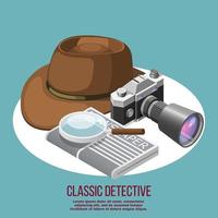 klassieke detective isometrische samenstelling vectorillustratie vector