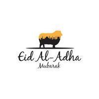 gelukkig eid al-adha mubarak Islamitisch religie moskee geit logo ontwerp vector