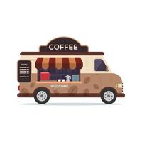 koffie vrachtwagen platte vectorillustratie vector