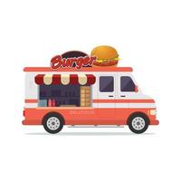 Hamburger voedsel vrachtwagen platte vectorillustratie vector