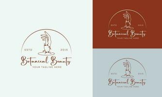 botanische bloemen element hand getekende logo met wilde bloemen en bladeren. logo voor spa en schoonheidssalon, boetiek, biologische winkel, bruiloft, floral designer, interieur, fotografie, cosmetica. vector