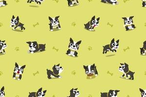 vector cartoon karakter boston terrier hond naadloze patroon
