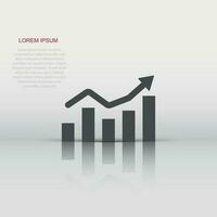 groeit bar diagram icoon in vlak stijl. toenemen pijl vector illustratie Aan wit geïsoleerd achtergrond. infographic vooruitgang bedrijf concept.