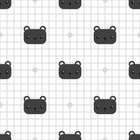 schattige zwarte panter hoofd cartoon doodle naadloze patroon vector
