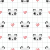 schattige panda hoofd cartoon doodle naadloze patroon vector