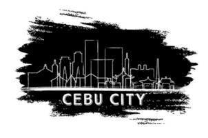 cebu stad Filippijnen horizon silhouet. hand- getrokken schetsen. bedrijf reizen en toerisme concept met historisch architectuur. vector
