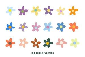 18 hand getekend tekening bloemen geïsoleerd Aan een wit achtergrond. vector bloemen.