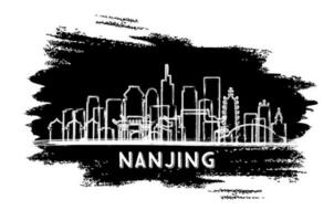 nanking China stad horizon silhouet. hand- getrokken schetsen. bedrijf reizen en toerisme concept met historisch architectuur. vector