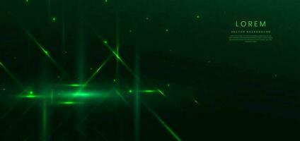 abstract technologie futuristische gloeiend groen licht lijnen Aan donker groen achtergrond. vector