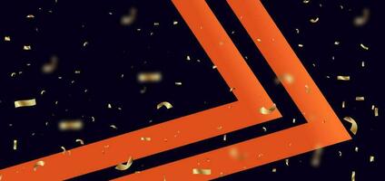 abstract oranje pijl Aan donker blauw achtergrond met gouden confetti viering partij gelukkig winnaar concept. vector