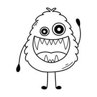 schattig monster in tekening stijl. lineair baby monster. kleur boek voor kinderen. vector illustratie. geïsoleerd mascotte.