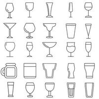 wijnglas icoon vector set. alcohol drinken illustratie teken verzameling. beker symbool. bar logo.