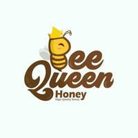 creatief honing logo ontwerp schattig tekenfilm bij koningin symbool vrij vector ontwerp illustratie