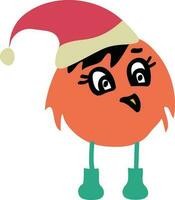oranje vogel vervelend de kerstman claus hoed. vector