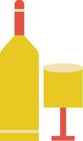 geel en oranje wijn glas en fles. vector