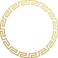 gouden ronde Chinese Grieks kader Aan wit achtergrond. vector
