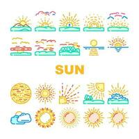 zon zomer zonlicht licht pictogrammen reeks vector