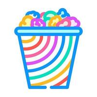 zoet regenboog popcorn voedsel kleur icoon vector illustratie