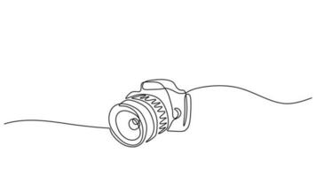 dslr camera doorlopend een lijn tekening, vector illustratie bewerkbare beroerte hand- getrokken.