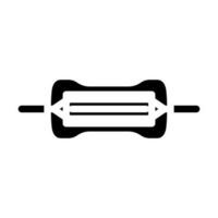 koolstof film weerstand elektronisch bestanddeel glyph icoon vector illustratie