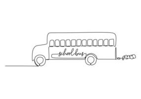 school- bus school- onderwijs object, een lijn tekening doorlopend ontwerp vector