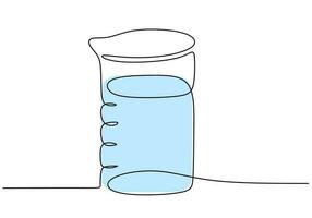 beker - laboratorium uitrusting en gereedschap object, een lijn tekening vector