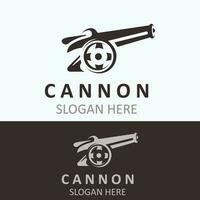 kanon artillerie logo wijnoogst beeld ontwerp. kanonskogel leger logo concept vector