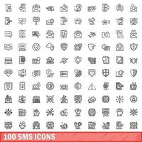 100 sms pictogrammen set, schets stijl vector