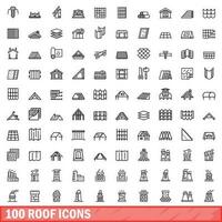 100 dak pictogrammen set, schets stijl vector