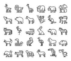 wilde dieren schetsen vector iconen