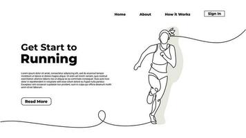 doorlopend een lijn tekening meisje joggen. mensen atleet rennen. vector
