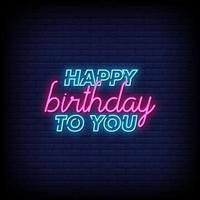 gelukkige verjaardag voor je neonreclamestijl tekst vector