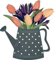 boeket van tulpen en irissen.hoog kwaliteit vector illustratie.
