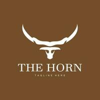 hoorns logo, lang gehoornd Texas stier stier vector, west land oud wijnoogst ontwerp, silhouet illustratie icoon vector