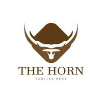 hoorns logo, lang gehoornd Texas stier stier vector, west land oud wijnoogst ontwerp, silhouet illustratie icoon vector