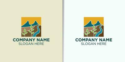 landschap wijnoogst logo sjabloon, buitenshuis merk identiteit, reizen logo ontwerp vector