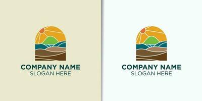 landschap wijnoogst logo sjabloon, buitenshuis merk identiteit, reizen logo ontwerp vector