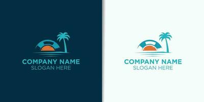 zomer wijnoogst logo ontwerp vector, vakantie retro ontwerp, reizen logo identiteit vector