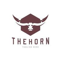 hoorns logo, lang gehoornd Texas stier stier vector, west land oud wijnoogst ontwerp, silhouet illustratie icoon vector