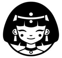 Cleopatra de koningin van oude Egypte, icoon vector, schattig tekenfilm. vector