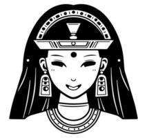 Cleopatra de koningin van oude Egypte, icoon vector, schattig tekenfilm. vector