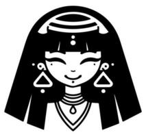 Cleopatra de koningin van oude Egypte, icoon vector, schattig tekenfilm. vector