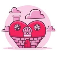 hartvormig huis en schattige roze illustratie vector