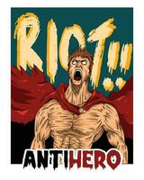 vector illustratie van boos en krachtig super held. origineel karakter. geschikt voor sticker, t shirt, enz