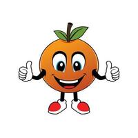 glimlachen oranje fruit tekenfilm mascotte geven duimen omhoog .illustratie voor sticker icoon mascotte en logo vector