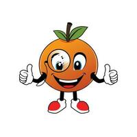 glimlachen oranje fruit tekenfilm mascotte met bril geven duimen omhoog .illustratie voor sticker icoon mascotte en logo vector