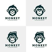 reeks van hoofd aap mascotte logo sjabloon vector. creatief aap logo vector