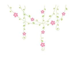 hangende wijnstokken met roze bloemen vector illustratie. gemakkelijk minimaal bloemen botanisch Liaan gordijn ontwerp elementen voor de lente.