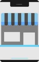 blauw en grijs e-shop in smartphone scherm vlak icoon. vector